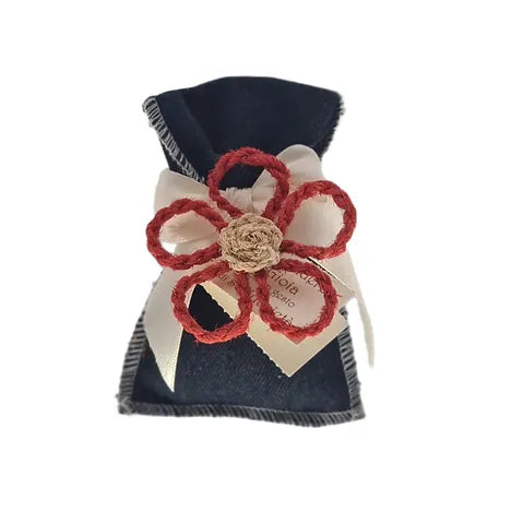 Sacchettino Jeans con fiori cordati colore misto