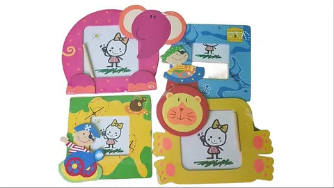 Portafoto colorati con sacchettino in jeans